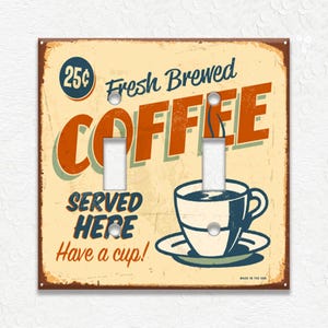 Retro Coffee Decor Coffee Kitchen Decor Café Decor - Metal Light Switch Cover - Switch Plates And Outlet Covers - Free Shipping