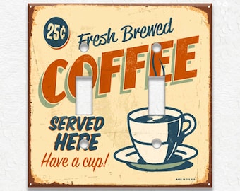 Retro Coffee Decor Coffee Kitchen Decor Café Decor - Metal Light Switch Cover - Switch Plates And Outlet Covers - Home Decor