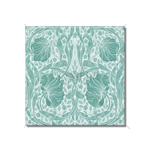 Ceramic Tile William Morris Vintage Art Nouveau Pimpernel Turquoise Blue White Kitchen Backsplash Tile - Floral Ceramic Bathroom Wall Tiles