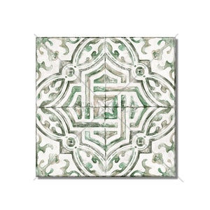 Green And Tan Ceramic Tile - Bathroom Tile - Decorative Ceramic Tile Backsplash - Backsplash Tile - Ceramic Tile With A Pattern