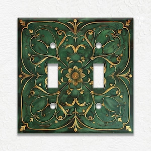 Add Vintage Charm: Gold Metal Double Outlet Light Switch Plate Covers - Antique Style, Heavy Duty