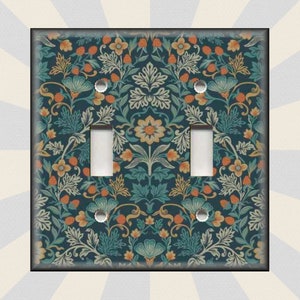 William Morris Vintage Art Nouveau Home Decor Blue Red Tan - Metal Decorative Switch Plate Covers And Outlet Covers - Home Decor