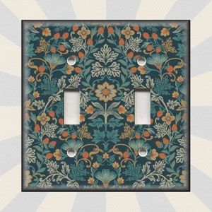 William Morris Vintage Art Nouveau Home Decor Blue Red Tan - Metal Decorative Switch Plate Covers And Outlet Covers - Free Shipping