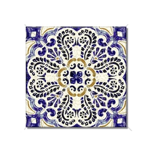 Purple And Gold Patterned Ceramic Tile - Multi Colored Vintage Design Ceramic Kitchen Backsplash Tile - Ceramic Bathroom Wall Tiles