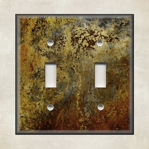 Metal Switch Plate Covers - Image Of Aged Copper Rustic Patina Design - Rustic Decor- Switch Plate Covers Outlet Covers - Free Shipping