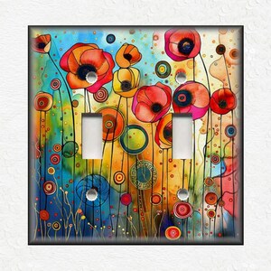 Fun Bright Poppy Flowers Switch Plate Covers And Outlet Covers - Unique Switch Plate Covers And Outlet Covers Dopamine Decor - Free Shipping