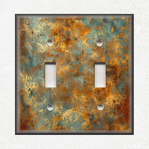 Copper Patina Design Metal Light Switch Plate Covers And Outlet Covers - Copper Design Home Decor - Decorative Copper Design Wallplates