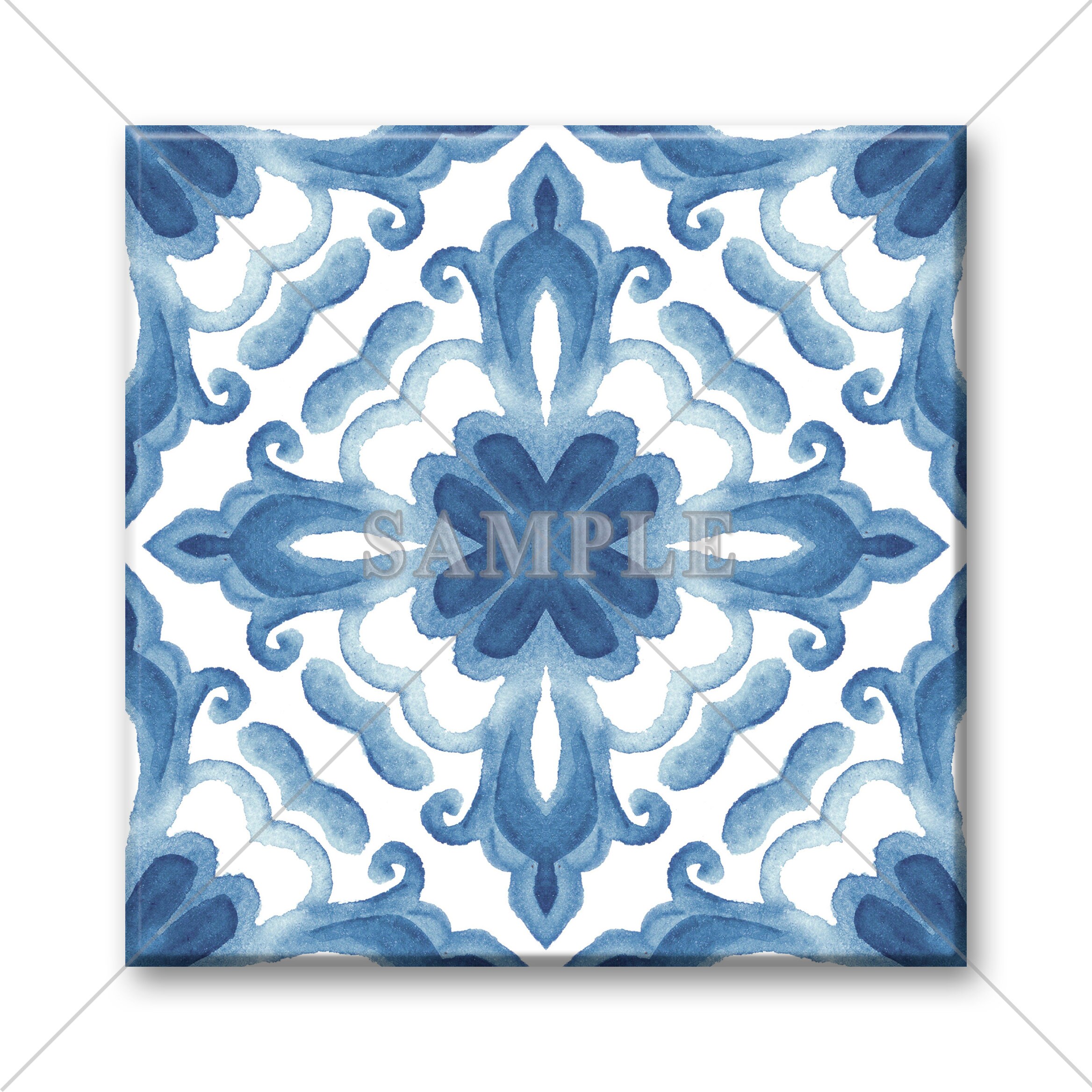 Unique Ceramic Accent Tile Decorative Medallion Blue Grey Etsy