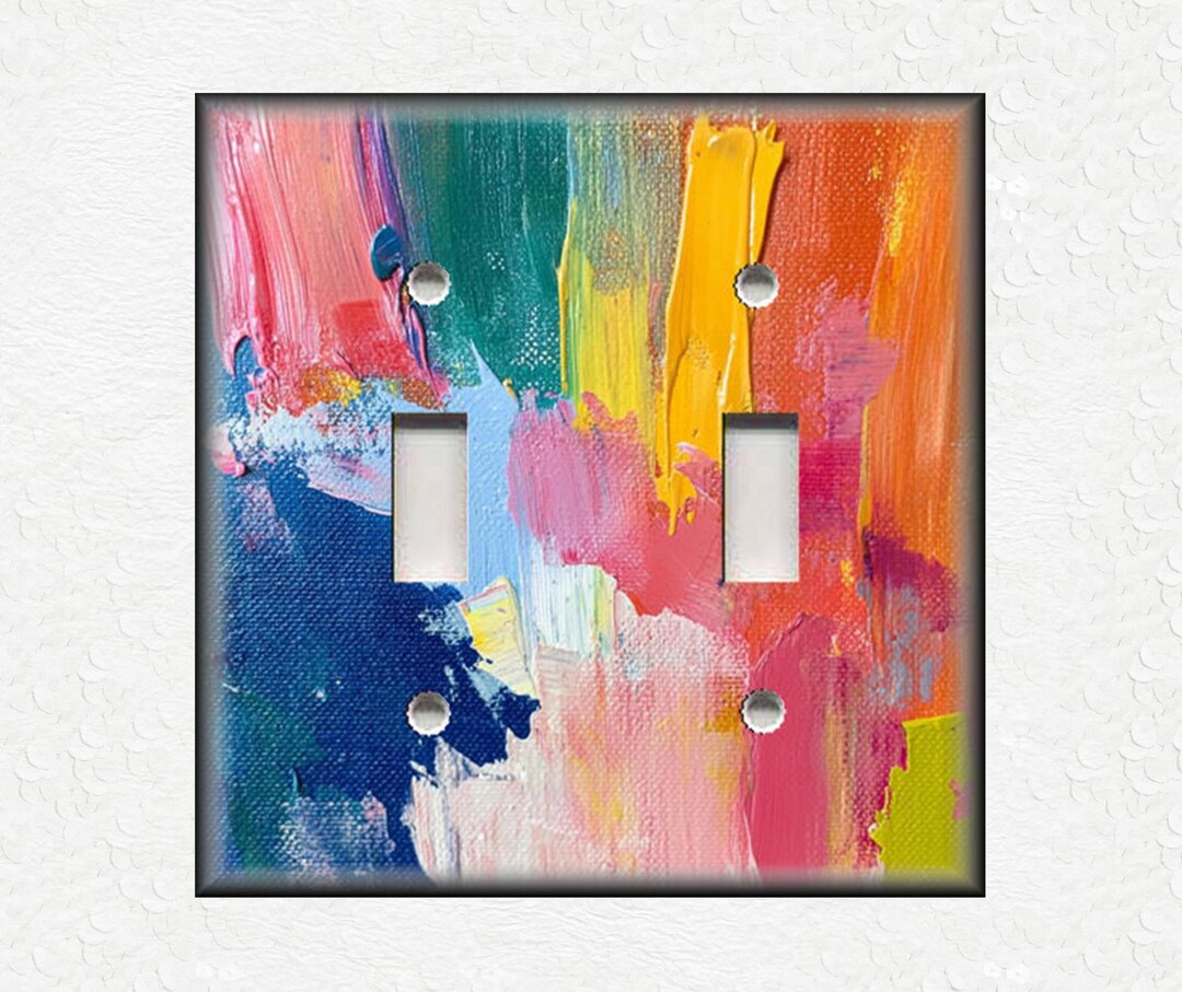 Bright Colors Abstract Art Design Metal Light Switch Plate Covers and ...