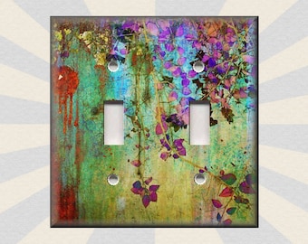 Abstract Art Home Decor Modern Home Decor - Flora - Metal Light Switch Plate Cover - Wallplates Outlets Rocker Triple Double - Free Shipping