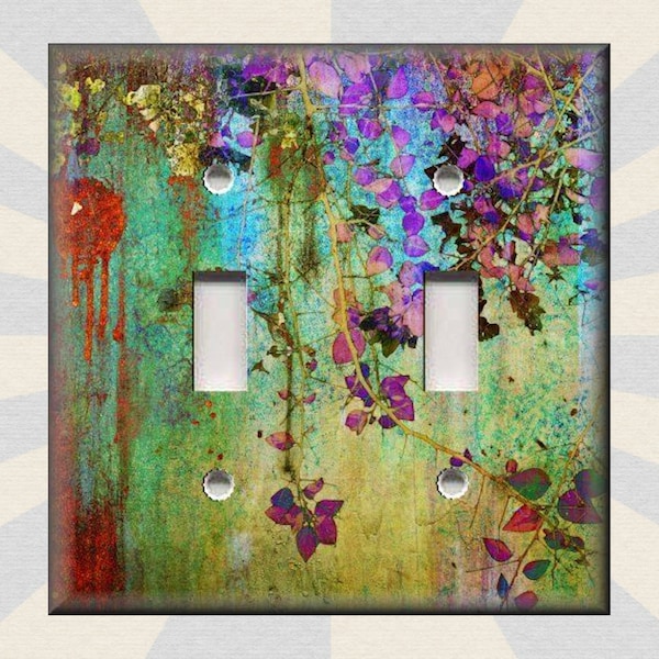 Abstract Art Home Decor Modern Home Decor - Flora - Metal Light Switch Plate Cover - Wallplates Outlets Rocker Triple Double - Free Shipping