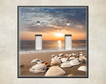 Beach Sunrise Beach Shells Switch Plate - Metal Beach Light Switch Cover - Beach Switch Plate Covers And Outlet Covers - Free Shipping