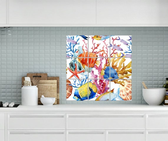 Ceramic Tile Mural Tile Mural Tropical Fish Art Design Tile - Etsy