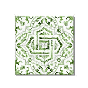 Green Ceramic Tile - Bathroom Tile - Decorative Ceramic Tile Backsplash - Kitchen Backsplash Tile - Green Ceramic Tile With A Pattern