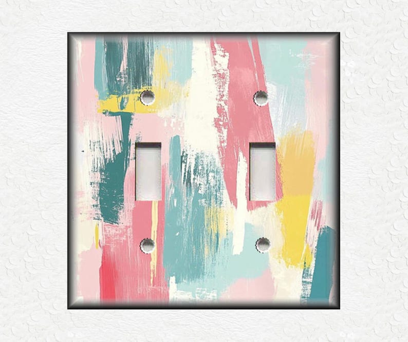 Pastel Colors Abstract Art Design Metal Light Switch Plate Covers and ...