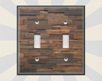 Rustic Wood Light Switch Plate Cover - Dark Brown - Metal Light Switch Plates And Outlet Covers - Home Decor  Luna Gallery Designs