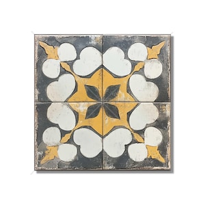 Antique Beige And Gold Patterned Ceramic Tile - Kitchen Backsplash - Beige Patterned Bathroom Tile - Vintage Design Beige Fireplace Tiles