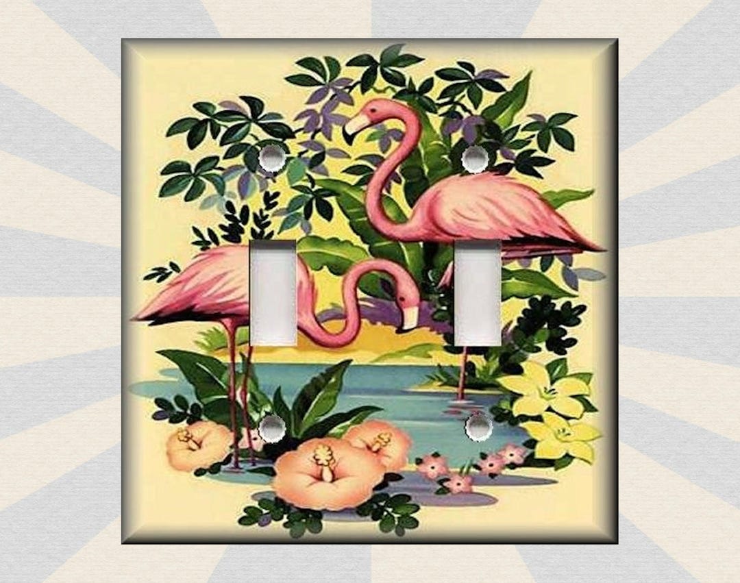Vintage Flamingo Decor Pink Flamingos Home Decor Metal Light Switch
