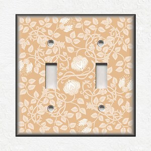 William Morris Design Tan Vines With Flowers - Metal Switch Plate Covers And Outlet Covers - Unique Light Switch Plate Covers