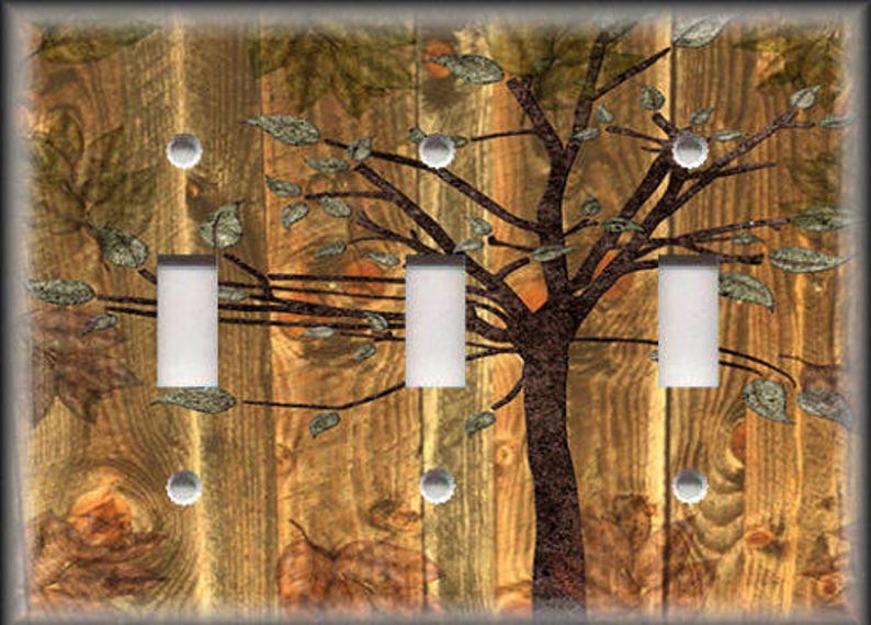 Metal Light Switch Covers Rustic Woods Tree Decor Cabin Home Etsy