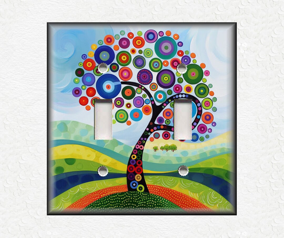 Funky Tree Art Design Metal Light Switch Plate Covers and Outlet Covers ...