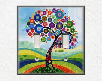 Funky Tree Art Design Metal Light Switch Plate Covers And Outlet Covers - Decorative Switch Plate Covers - Funky Tree Home Decor