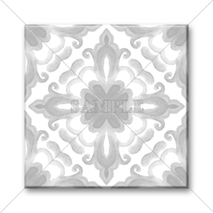 Gray And White Ceramic Accent Tile Decorative Medallion Grey Tile Backsplash Tile Kitchen Tile Bathroom Tile Made In The USA 4x4 Tile Or 6x6