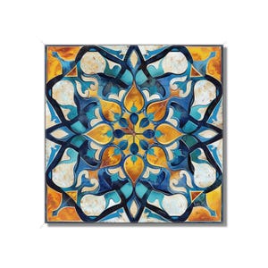 Blue Yellow Orange Backsplash Tile Vintage Moroccan Tile Design Kitchen Unique Ceramic Accent Tile Patterned Tile Bathroom Tile Kitchen Tile