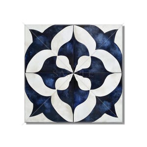 Dark Blue Ceramic Tile - Vintage Moroccan Tile Design - Navy Blue Kitchen Backsplash Tile - Blue Bathroom Wall Tile - Blue Fireplace Tile