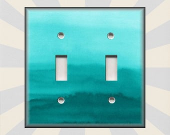 Ombre Decor Aqua Blue Teal Home Decor Ombre Art Decor - Metal Light Switch Plate Cover - Switch Plates Outlet Covers - Free Shipping