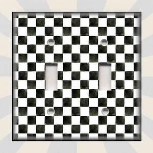 Black And White Checkered Switch Plate Covers - Metal Light Switch Plate Cover - Black Light Switch Plates And Outlets - Free Shipping