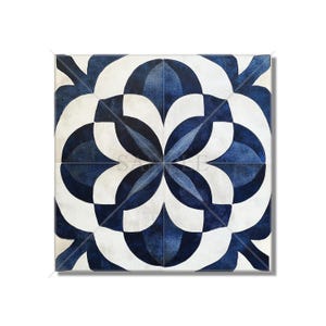 Dark Blue Ceramic Tile - Vintage Moroccan Tile Design - Navy Blue Kitchen Backsplash Tile - Blue Bathroom Wall Tile - Blue Fireplace Tile