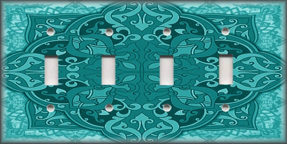 Metal Switch Plate Cover Moroccan Tile Design 02 Moroccan Decor Seafoam Mint 