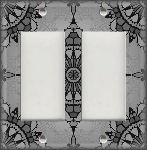 Global Home Decor Light Switch Plate Cover Decorative Tile Design Grey 