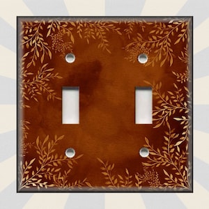 Watercolor Art Decor White Floral Rust Copper - Metal Light Switch Cover - Switch Plates And Outlet Covers - Free Shipping