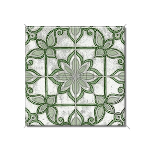 Green Ceramic Tile - Vintage Moroccan Tile Design - Kitchen Backsplash Tile - Bathroom Wall Tile - Patterned Ceramic Tile - Free Shipping