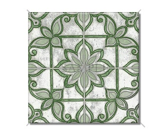 Green Ceramic Tile - Vintage Moroccan Tile Design - Kitchen Backsplash Tile - Bathroom Wall Tile - Patterned Ceramic Tile - Free Shipping