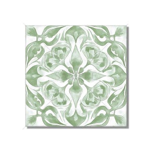 Green And White Decorative Ceramic Tile - Kitchen Tile Green Backsplash - Bathroom Tile - Unique Patterned Fireplace Tile - Free Shipping