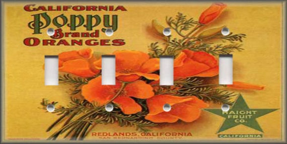 Metal Light Switch Plate Cover Vintage Fruit Crate Decor Pelican Brand Apples 