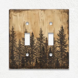 Pine Tree Forest Rustic Wood Design - Metal Switch Plate Covers And Outlet Covers - Unique Light Switch Plate Covers Decorative Wall Plates