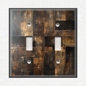 Metal Light Switch Plate Cover - Image Of Aged Metal - Black Brown Home Decor Rustic Decor - Decorative Wallplates - Free Shipping