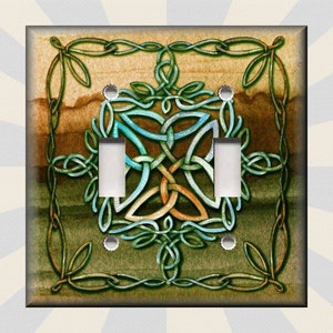 Metal Light Switch Plate Cover - Ombre Orange Green Celtic Knot Decor Celtic Decor Mystic Knot Decor - Switch Plates Outlets - Free Shipping