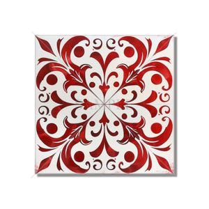 Ruby Red Decorative Ceramic Tile - Kitchen Tile Red Backsplash - Bathroom Tile - Red Patterned Fireplace Tile - Free Shipping