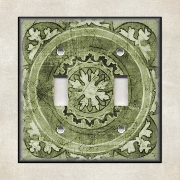 Sage Green Distressed Medallion Home Decor - Metal Light Switch Plate Cover Switch Plates And Outlet Covers Free Shipping Luna Gallery