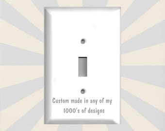 Jumbo Oversized Single Toggle Metal Switch Plate Cover - You Choose From Any Design I Offer - Custom Made Metal Switch Plate Covers