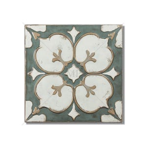 Aged Sage Green Ceramic Tile - Vintage Aged Design Tile - Unique Green Kitchen Backsplash Tile - Unique Bathroom Tile - Green Accent Tiles