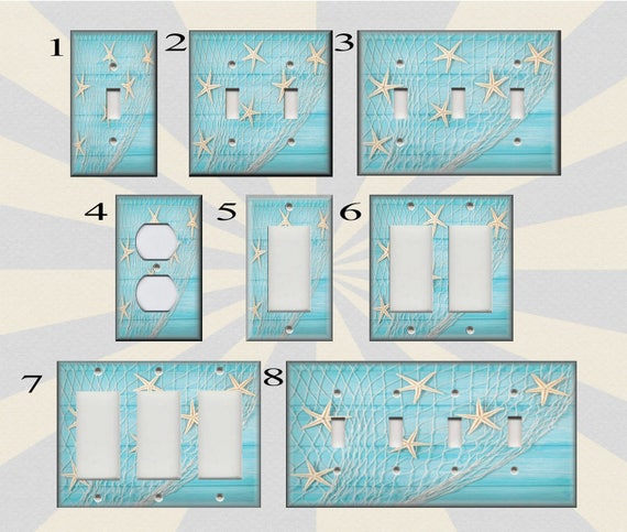 Beach Switch Plates and Outlet Covers Free Shipping Starfish Fishing Net Switch  Plate Covers Aqua Metal Light Switch Plate Cover -  Australia