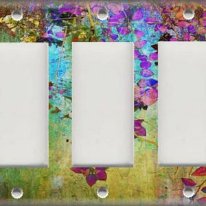 Abstract Art Home Decor Modern Home Decor Flora Metal Light Switch Plate Cover Wallplates Outlets Rocker Triple Double Free Shipping Triple Rocker - 7