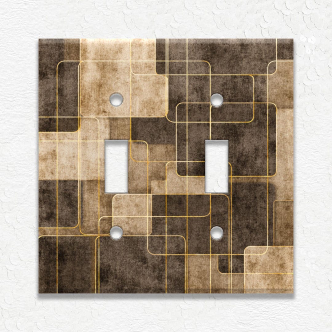 Brown Abstract Art Geometric Design Metal Light Switch Covers and ...