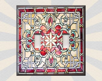 Art Nouveau Decor Stained Glass Pattern Home Decor - Metal Light Switch Plate Cover - Light Switch & Outlet Covers - Free Shipping